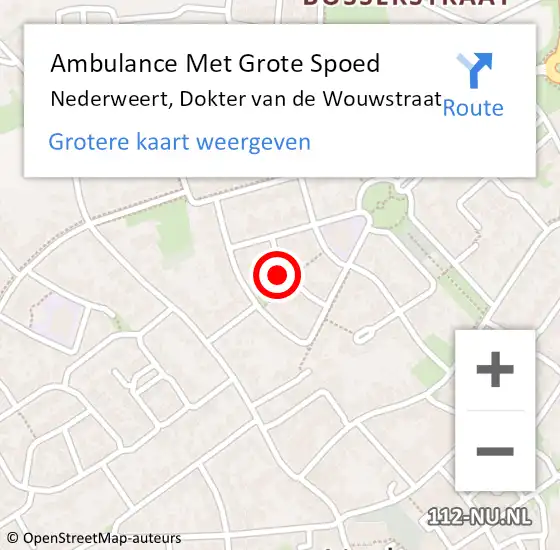 Locatie op kaart van de 112 melding: Ambulance Met Grote Spoed Naar Nederweert, Dokter van de Wouwstraat op 12 oktober 2021 14:58