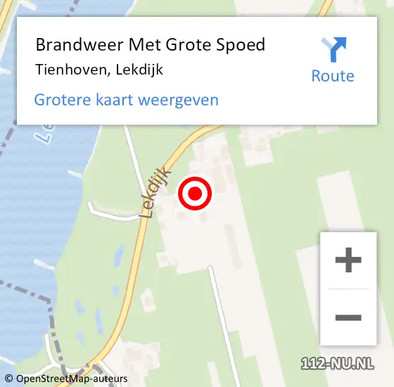 Locatie op kaart van de 112 melding: Brandweer Met Grote Spoed Naar Tienhoven, Lekdijk op 12 oktober 2021 15:03