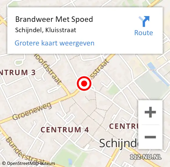 Locatie op kaart van de 112 melding: Brandweer Met Spoed Naar Schijndel, Kluisstraat op 12 oktober 2021 15:15