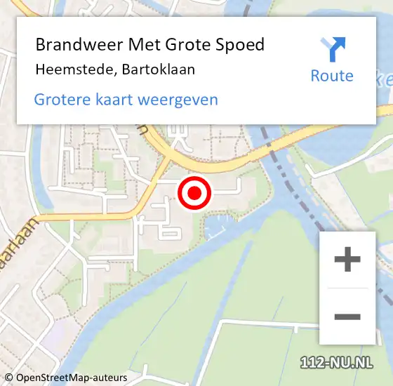 Locatie op kaart van de 112 melding: Brandweer Met Grote Spoed Naar Heemstede, Bartoklaan op 12 oktober 2021 15:20