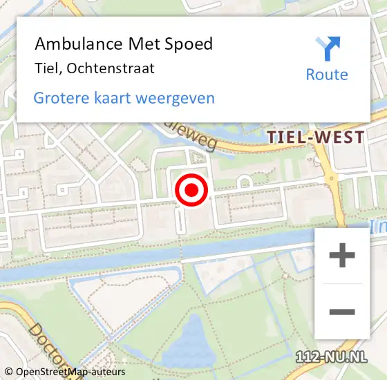 Locatie op kaart van de 112 melding: Ambulance Met Spoed Naar Tiel, Ochtenstraat op 12 oktober 2021 15:20