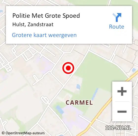 Locatie op kaart van de 112 melding: Politie Met Grote Spoed Naar Hulst, Zandstraat op 12 oktober 2021 15:21