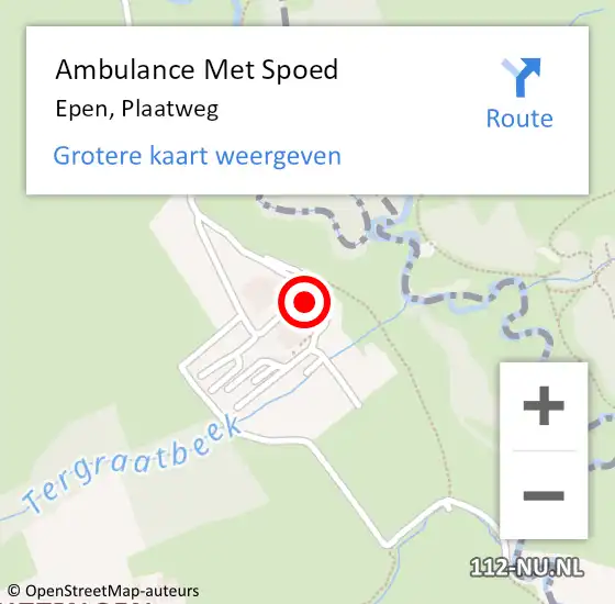 Locatie op kaart van de 112 melding: Ambulance Met Spoed Naar Epen, Plaatweg op 25 juni 2014 20:05