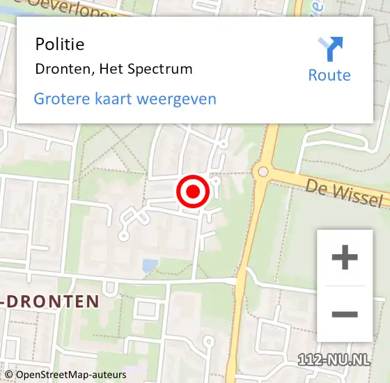 Locatie op kaart van de 112 melding: Politie Dronten, Het Spectrum op 12 oktober 2021 15:28