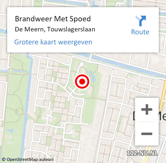 Locatie op kaart van de 112 melding: Brandweer Met Spoed Naar De Meern, Touwslagerslaan op 12 oktober 2021 15:35