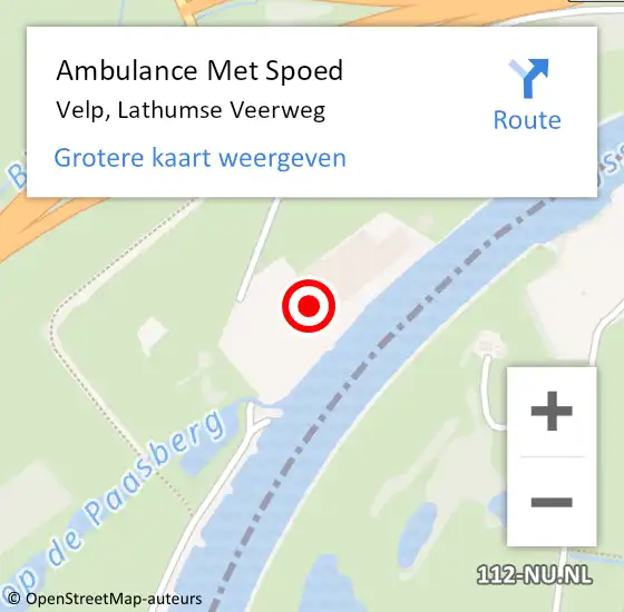 Locatie op kaart van de 112 melding: Ambulance Met Spoed Naar Velp, Lathumse Veerweg op 12 oktober 2021 15:52