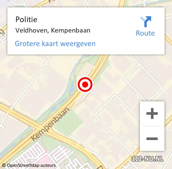 Locatie op kaart van de 112 melding: Politie Veldhoven, Kempenbaan op 12 oktober 2021 15:55