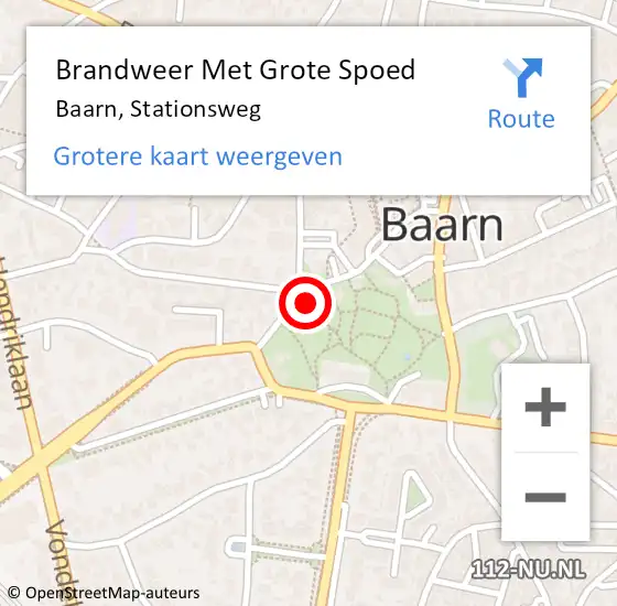 Locatie op kaart van de 112 melding: Brandweer Met Grote Spoed Naar Baarn, Stationsweg op 12 oktober 2021 16:12