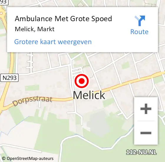 Locatie op kaart van de 112 melding: Ambulance Met Grote Spoed Naar Melick, Markt op 12 oktober 2021 16:19