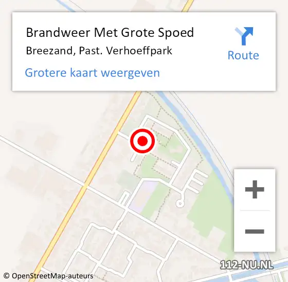 Locatie op kaart van de 112 melding: Brandweer Met Grote Spoed Naar Breezand, Past. Verhoeffpark op 12 oktober 2021 16:19