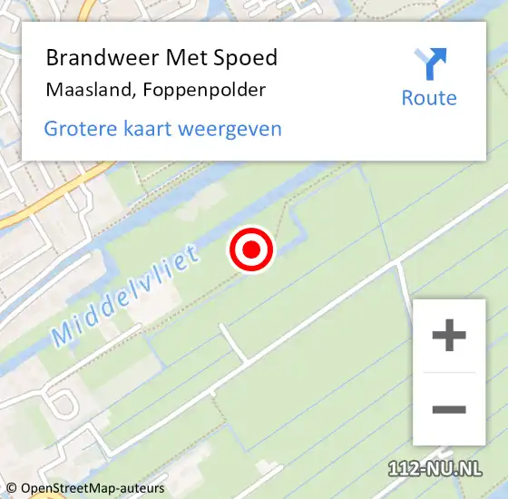 Locatie op kaart van de 112 melding: Brandweer Met Spoed Naar Maasland, Foppenpolder op 12 oktober 2021 16:28