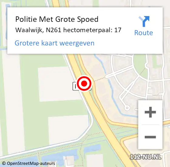 Locatie op kaart van de 112 melding: Politie Met Grote Spoed Naar Waalwijk, N261 hectometerpaal: 17 op 12 oktober 2021 16:31