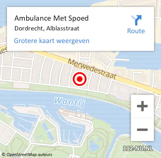 Locatie op kaart van de 112 melding: Ambulance Met Spoed Naar Dordrecht, Alblasstraat op 12 oktober 2021 17:05