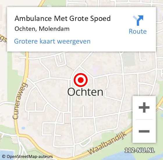 Locatie op kaart van de 112 melding: Ambulance Met Grote Spoed Naar Ochten, Molendam op 12 oktober 2021 17:06