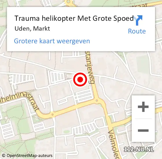 Locatie op kaart van de 112 melding: Trauma helikopter Met Grote Spoed Naar Uden, Markt op 12 oktober 2021 17:33