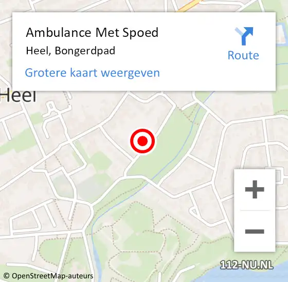 Locatie op kaart van de 112 melding: Ambulance Met Spoed Naar Heel, Bongerdpad op 12 oktober 2021 17:43