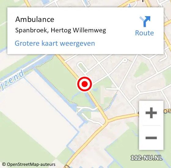 Locatie op kaart van de 112 melding: Ambulance Spanbroek, Hertog Willemweg op 12 oktober 2021 17:46