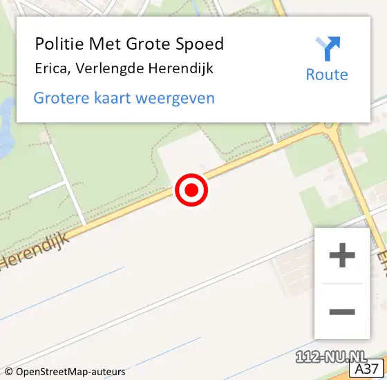 Locatie op kaart van de 112 melding: Politie Met Grote Spoed Naar Erica, Verlengde Herendijk op 12 oktober 2021 18:22