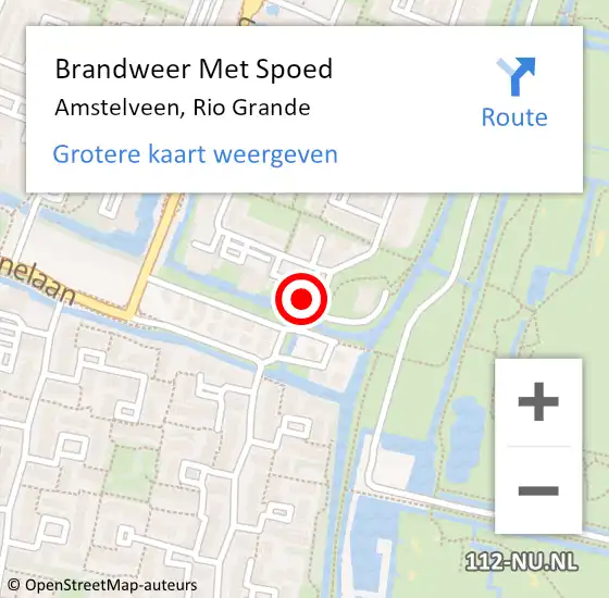 Locatie op kaart van de 112 melding: Brandweer Met Spoed Naar Amstelveen, Rio Grande op 12 oktober 2021 18:23