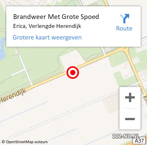 Locatie op kaart van de 112 melding: Brandweer Met Grote Spoed Naar Erica, Verlengde Herendijk op 12 oktober 2021 18:23