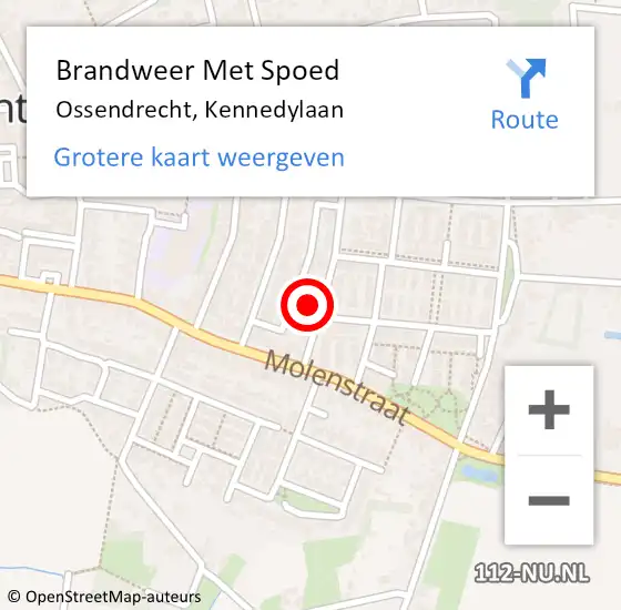 Locatie op kaart van de 112 melding: Brandweer Met Spoed Naar Ossendrecht, Kennedylaan op 12 oktober 2021 18:33