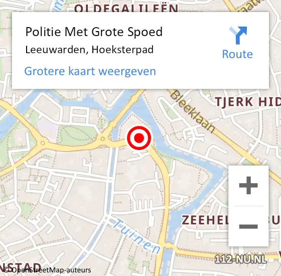 Locatie op kaart van de 112 melding: Politie Met Grote Spoed Naar Leeuwarden, Hoeksterpad op 12 oktober 2021 18:36