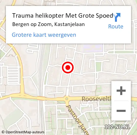 Locatie op kaart van de 112 melding: Trauma helikopter Met Grote Spoed Naar Bergen op Zoom, Kastanjelaan op 12 oktober 2021 18:38