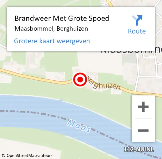 Locatie op kaart van de 112 melding: Brandweer Met Grote Spoed Naar Maasbommel, Berghuizen op 12 oktober 2021 18:46