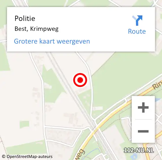 Locatie op kaart van de 112 melding: Politie Best, Krimpweg op 12 oktober 2021 19:00