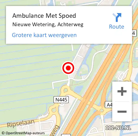 Locatie op kaart van de 112 melding: Ambulance Met Spoed Naar Nieuwe Wetering, Achterweg op 12 oktober 2021 19:23