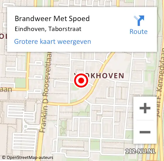 Locatie op kaart van de 112 melding: Brandweer Met Spoed Naar Eindhoven, Taborstraat op 12 oktober 2021 19:25