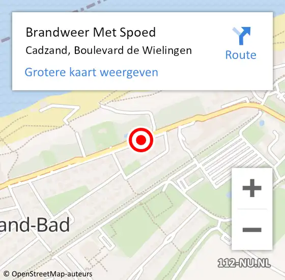 Locatie op kaart van de 112 melding: Brandweer Met Spoed Naar Cadzand, Boulevard de Wielingen op 12 oktober 2021 19:37