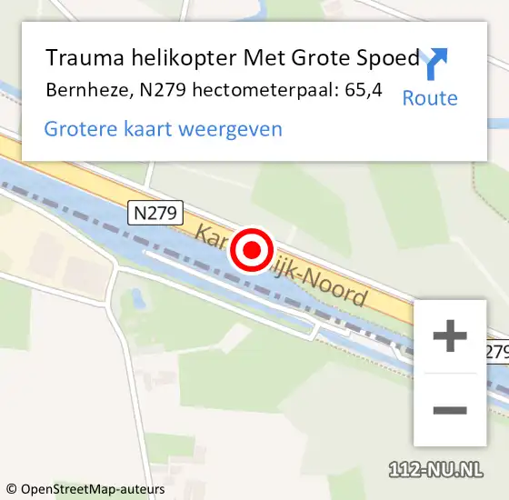 Locatie op kaart van de 112 melding: Trauma helikopter Met Grote Spoed Naar Bernheze, N279 hectometerpaal: 65,4 op 12 oktober 2021 19:47