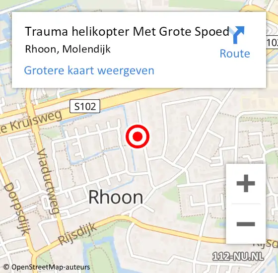 Locatie op kaart van de 112 melding: Trauma helikopter Met Grote Spoed Naar Rhoon, Molendijk op 12 oktober 2021 19:51