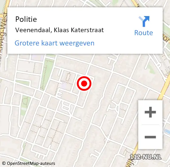 Locatie op kaart van de 112 melding: Politie Veenendaal, Klaas Katerstraat op 12 oktober 2021 20:04