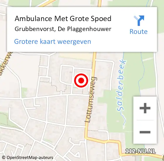 Locatie op kaart van de 112 melding: Ambulance Met Grote Spoed Naar Grubbenvorst, De Plaggenhouwer op 12 oktober 2021 20:07