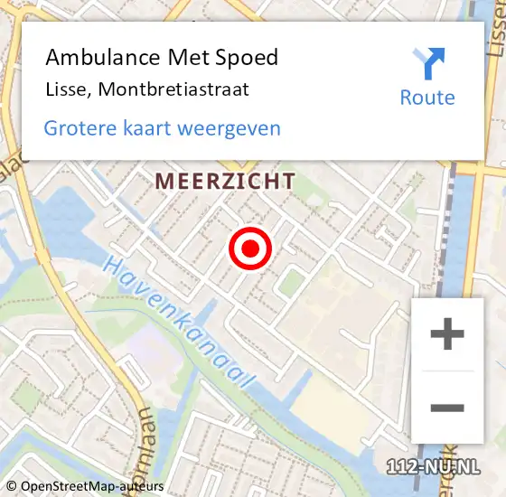 Locatie op kaart van de 112 melding: Ambulance Met Spoed Naar Lisse, Montbretiastraat op 12 oktober 2021 20:10