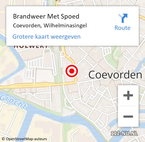 Locatie op kaart van de 112 melding: Brandweer Met Spoed Naar Coevorden, Wilhelminasingel op 12 oktober 2021 20:13