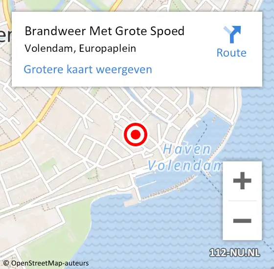 Locatie op kaart van de 112 melding: Brandweer Met Grote Spoed Naar Volendam, Europaplein op 12 oktober 2021 20:27