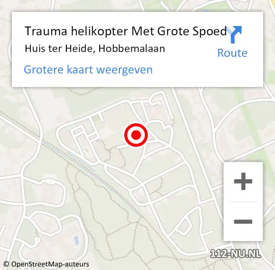 Locatie op kaart van de 112 melding: Trauma helikopter Met Grote Spoed Naar Huis ter Heide, Hobbemalaan op 12 oktober 2021 20:37