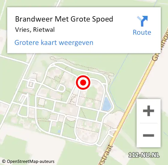 Locatie op kaart van de 112 melding: Brandweer Met Grote Spoed Naar Vries, Rietwal op 12 oktober 2021 20:40