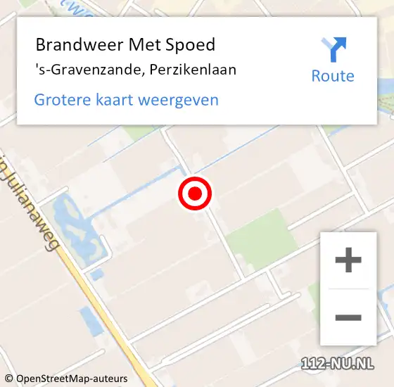 Locatie op kaart van de 112 melding: Brandweer Met Spoed Naar 's-Gravenzande, Perzikenlaan op 12 oktober 2021 20:45