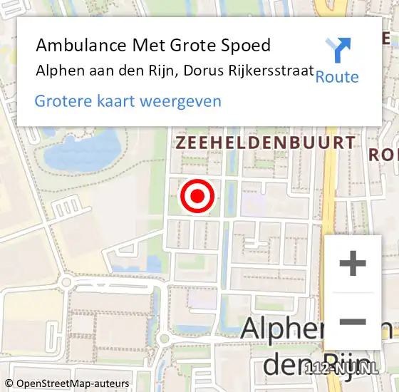 Locatie op kaart van de 112 melding: Ambulance Met Grote Spoed Naar Alphen aan den Rijn, Dorus Rijkersstraat op 12 oktober 2021 20:48