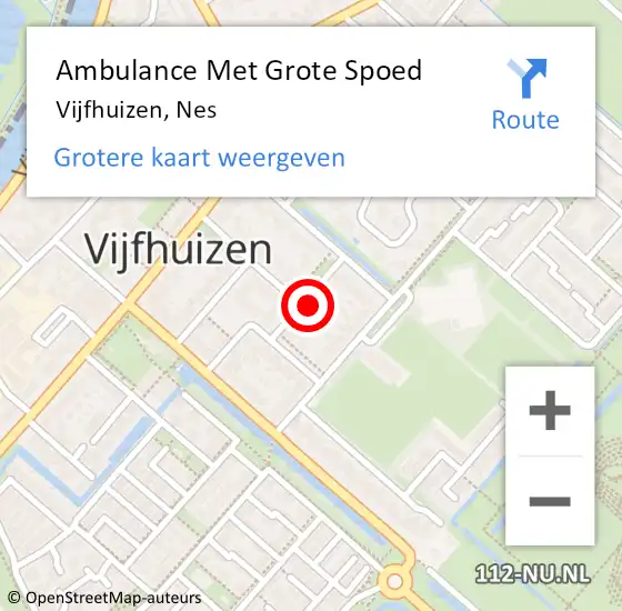 Locatie op kaart van de 112 melding: Ambulance Met Grote Spoed Naar Vijfhuizen, Nes op 12 oktober 2021 21:20