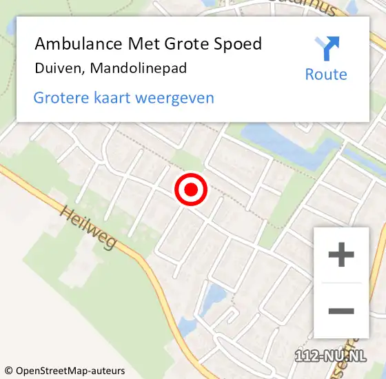 Locatie op kaart van de 112 melding: Ambulance Met Grote Spoed Naar Duiven, Mandolinepad op 12 oktober 2021 21:22