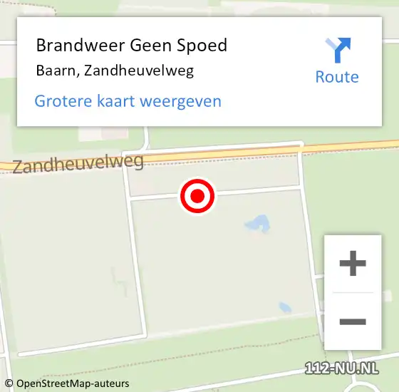 Locatie op kaart van de 112 melding: Brandweer Geen Spoed Naar Baarn, Zandheuvelweg op 12 oktober 2021 21:25