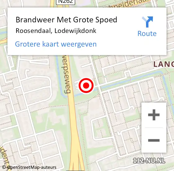 Locatie op kaart van de 112 melding: Brandweer Met Grote Spoed Naar Roosendaal, Lodewijkdonk op 12 oktober 2021 21:37