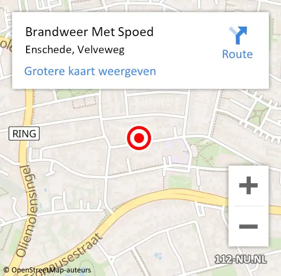 Locatie op kaart van de 112 melding: Brandweer Met Spoed Naar Enschede, Velveweg op 12 oktober 2021 21:55
