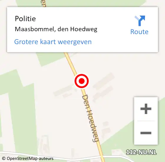 Locatie op kaart van de 112 melding: Politie Maasbommel, den Hoedweg op 12 oktober 2021 22:19