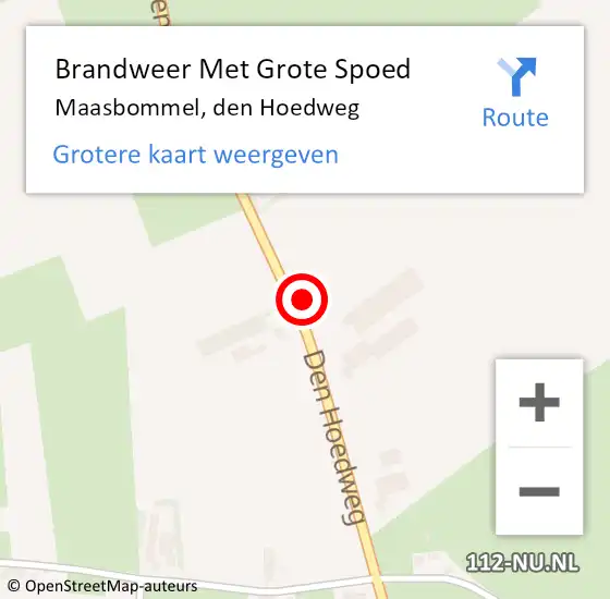 Locatie op kaart van de 112 melding: Brandweer Met Grote Spoed Naar Maasbommel, den Hoedweg op 12 oktober 2021 22:20